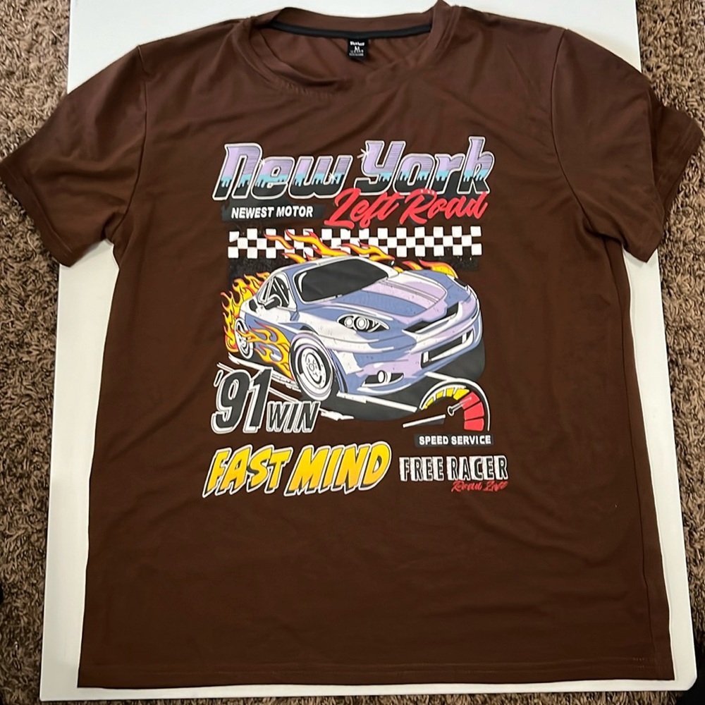 Brown streetwear car shirt / size men medium